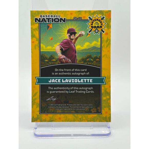 2025 Leaf Baseball Nation Jace Laviolette Saturday in the Park Black Auto 1/1 SP - Picture 2 of 2